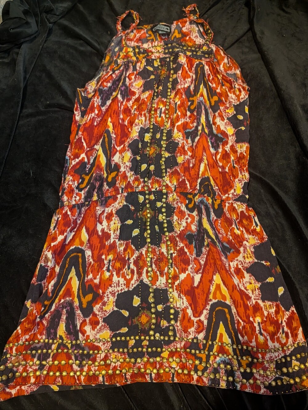 Angie Multicolor Beaded Spaghetti-Strap Dress